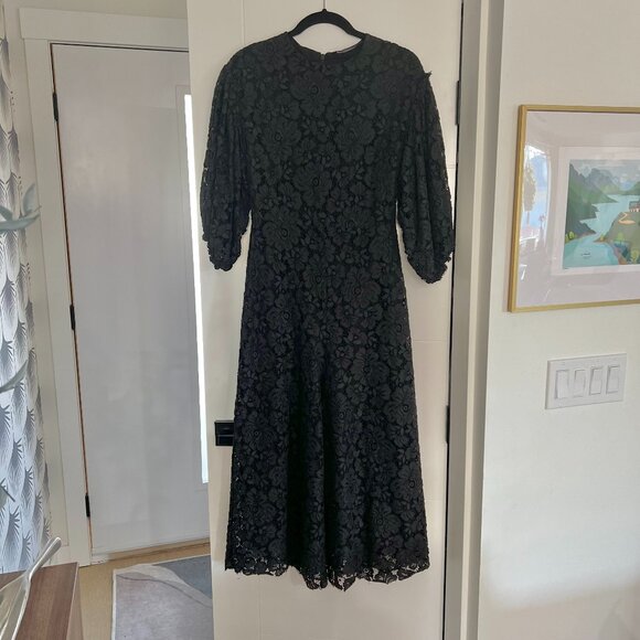 Zara Midi Guipure Lace 3/4 Voluminous Sleeve Jumpsuit - Picture 9 of 11